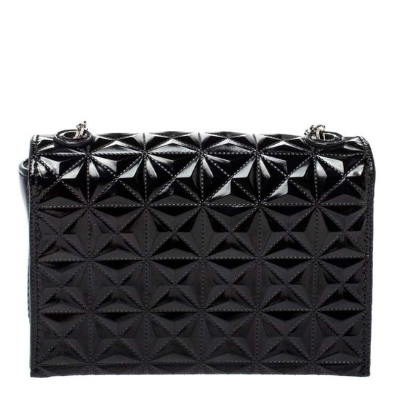 Emporio Armani Black Patent Quilted Leather Stud Flap Chain Bag - Picture 3 of 8